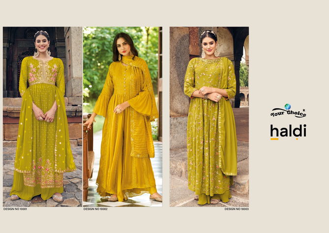 Your choice Haldi Heavy Wedding Wear Wholesale Georgette Salwar Suits 